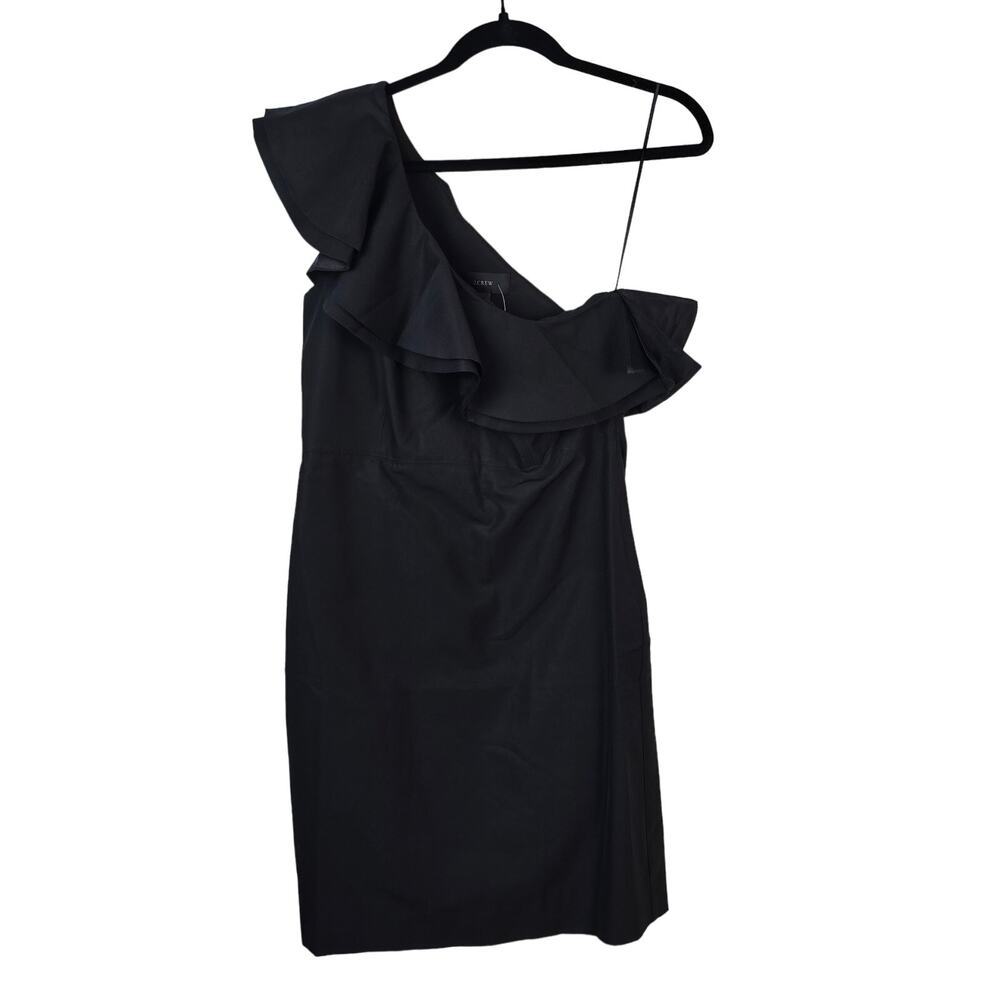 J Crew Evening Dress Womens 8 Black Silk Blend One Shoulder Romantic Royalty